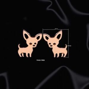 Adorable Rose Gold Chihuahua Dog Earrings